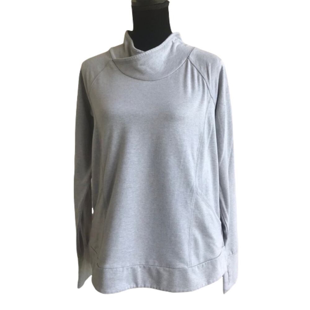 Zelos Activewear Womens Sweatshirt Size Medium Gray Slouchy Pockets Thumbholes‎ - Picture 3 of 9